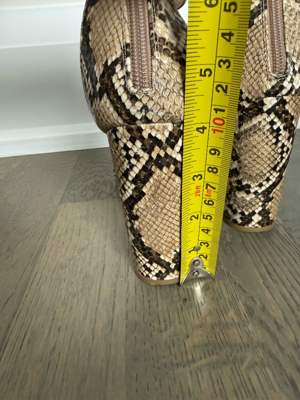 Like new Snakeskin Print Zip-Up Heels Size 9 Ankle Strap 4” Heel - Picture 7 of 7